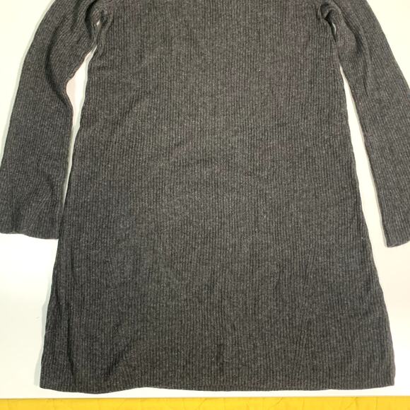 Madewell Gray XS Turtleneck Alpaca Wool Blend Ribbed Bell Sleeve Sweater Dress - Picture 5 of 9